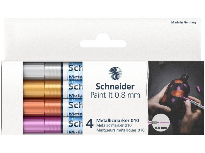 Marker metalic paint-it 010 0,8 mm,4 bucati set,4 culori