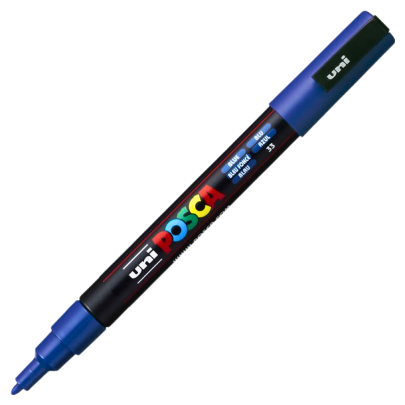 Marker PC-3M Posca cu vopsea pe baza de apa,varf fin, 0.9-1.3 mm,albastru