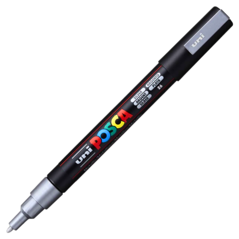 Marker PC-3M Posca cu vopsea pe baza de apa,varf fin, 0.9-1.3 mm,argintiu