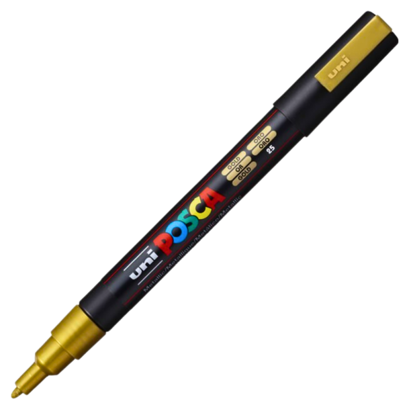 Marker PC-3M Posca cu vopsea pe baza de apa,varf fin, 0.9-1.3 mm,auriu