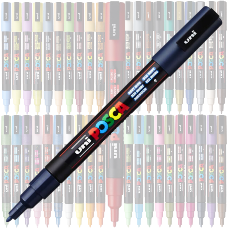 Marker PC-3M Posca cu vopsea pe baza de apa,varf fin, 0.9-1.3 mm,bleumarin [2]