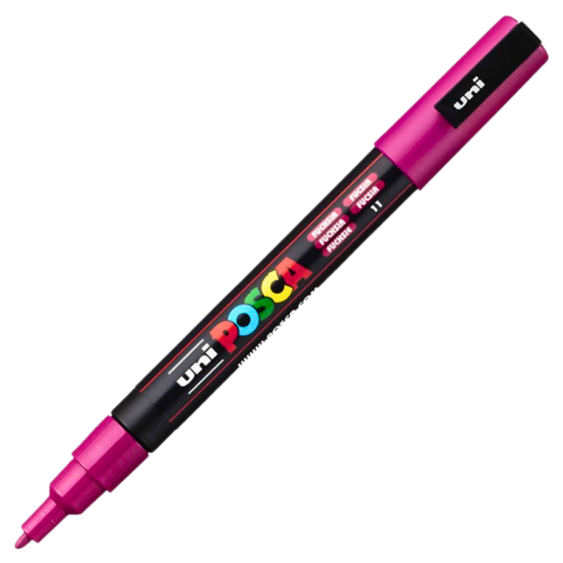 Marker PC-3M Posca cu vopsea pe baza de apa,varf fin, 0.9-1.3 mm,fuchsia