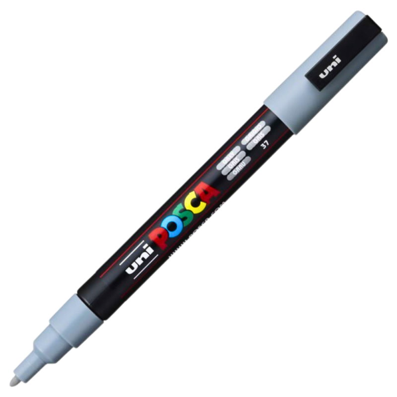 Marker PC-3M Posca cu vopsea pe baza de apa,varf fin, 0.9-1.3 mm,gri