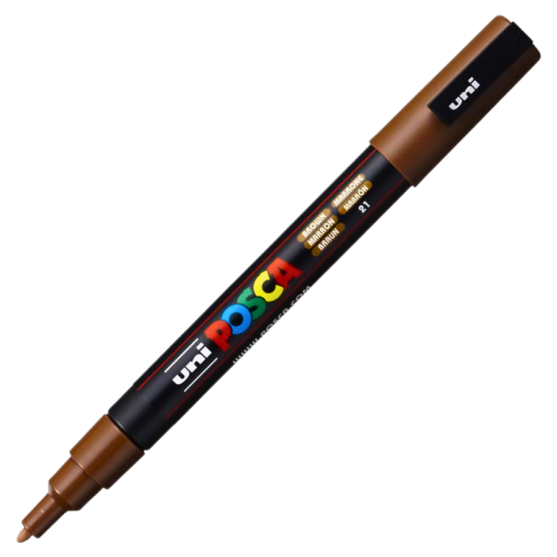 Marker PC-3M Posca cu vopsea pe baza de apa,varf fin, 0.9-1.3 mm,maro