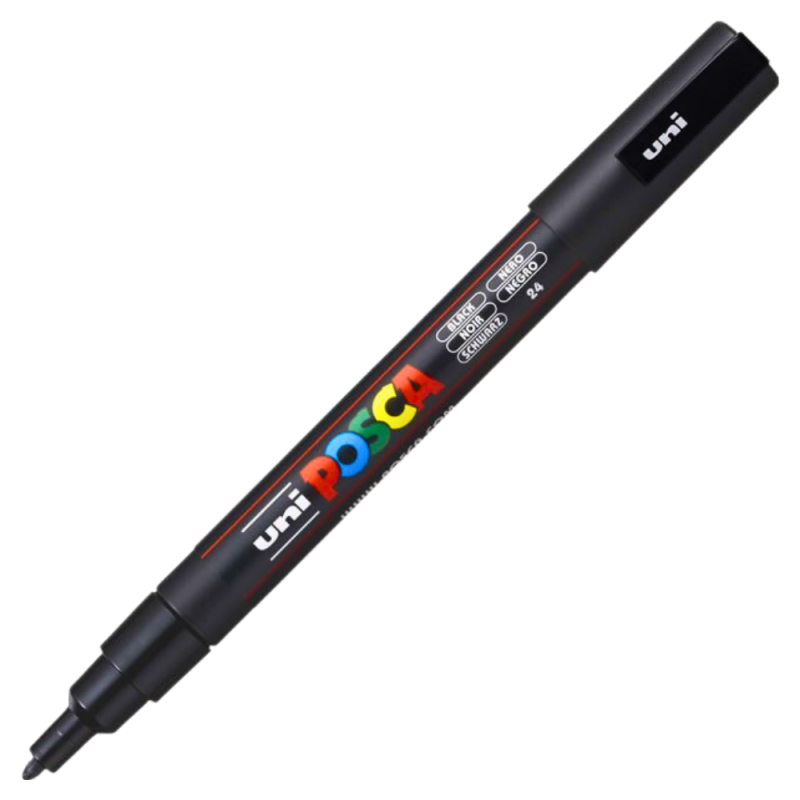 Marker PC-3M Posca cu vopsea pe baza de apa,varf fin, 0.9-1.3 mm,negru