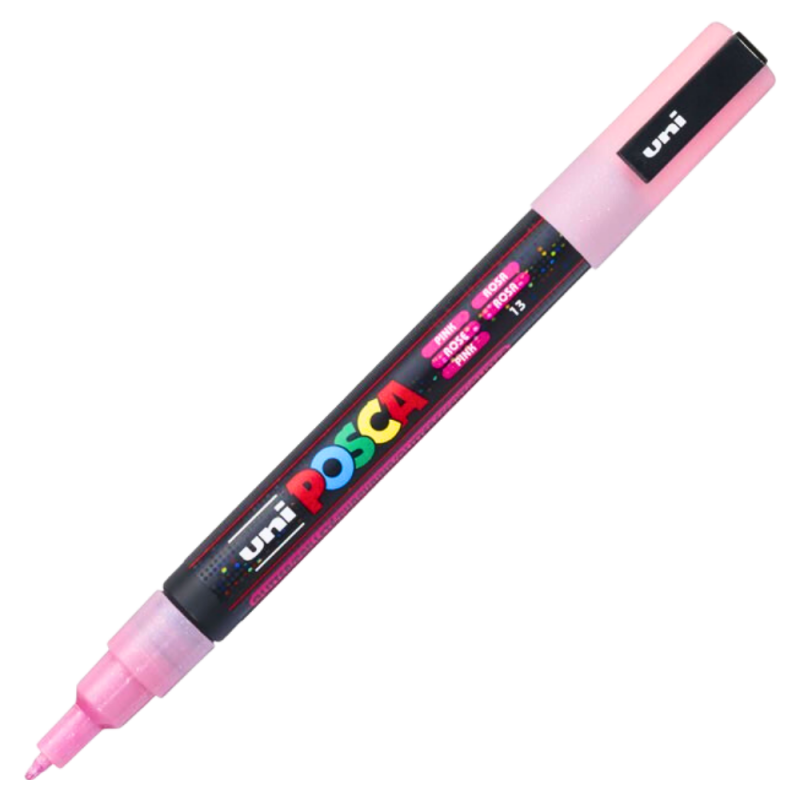 Marker PC-3M Posca cu vopsea pe baza de apa,varf fin, 0.9-1.3 mm,roz cu sclipici [2]