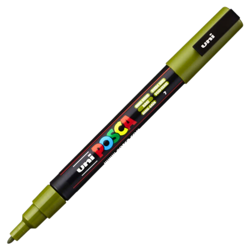 Marker PC-3M Posca cu vopsea pe baza de apa,varf fin, 0.9-1.3 mm,verde kaki