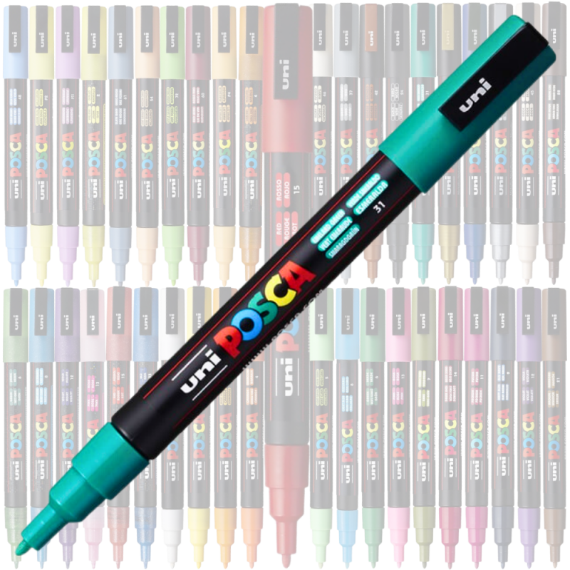 Marker PC-3M Posca cu vopsea pe baza de apa,varf fin, 0.9-1.3 mm,verde smarald [2]