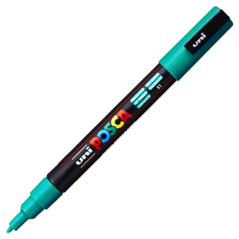 Marker PC-3M Posca cu vopsea pe baza de apa,varf fin, 0.9-1.3 mm,verde smarald