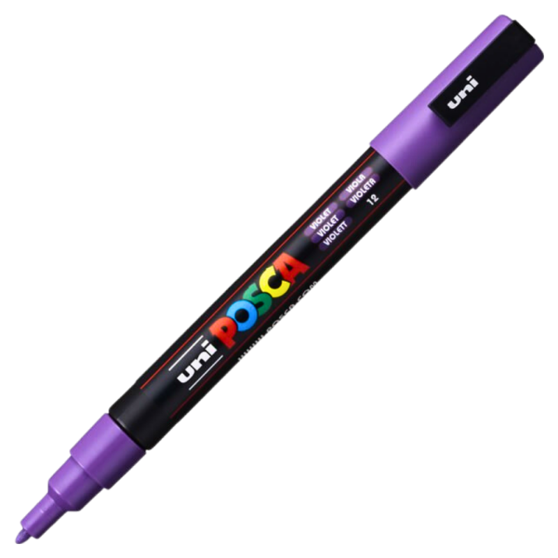 Marker PC-3M Posca cu vopsea pe baza de apa,varf fin, 0.9-1.3 mm,violet