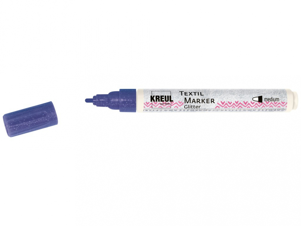 Marker Kreul Glitter pentru textile ,varf mediu 2-4 mm, 9 culori