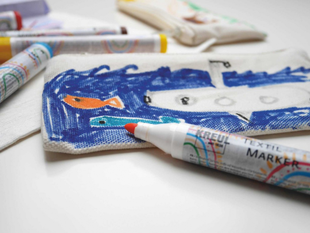 Marker pentru textile cu varf mediu pentru copii  Junior Kreul, 12 culori/set [4]