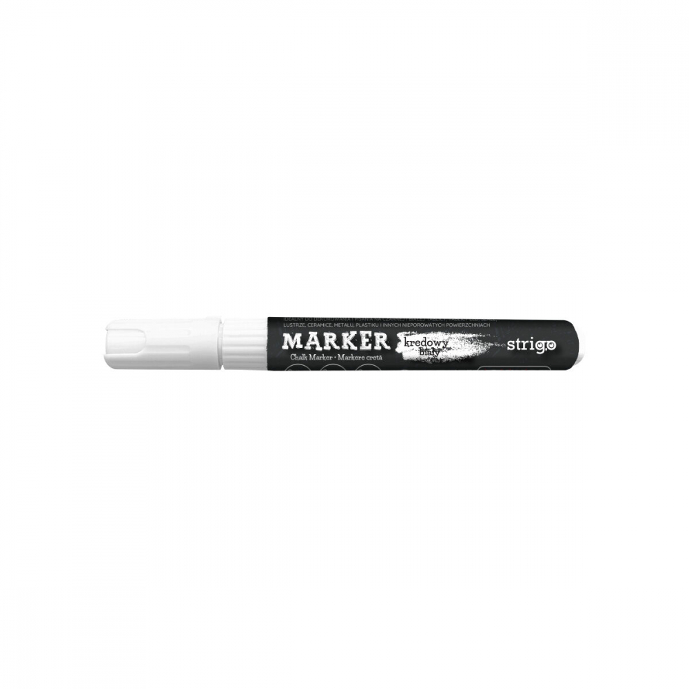 Marker Strigo cu creta lichida, varf rotund ,   alb