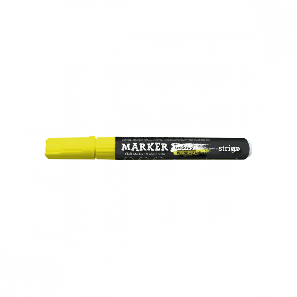 Marker Strigo cu creta lichida, varf rotund ,   galben neon