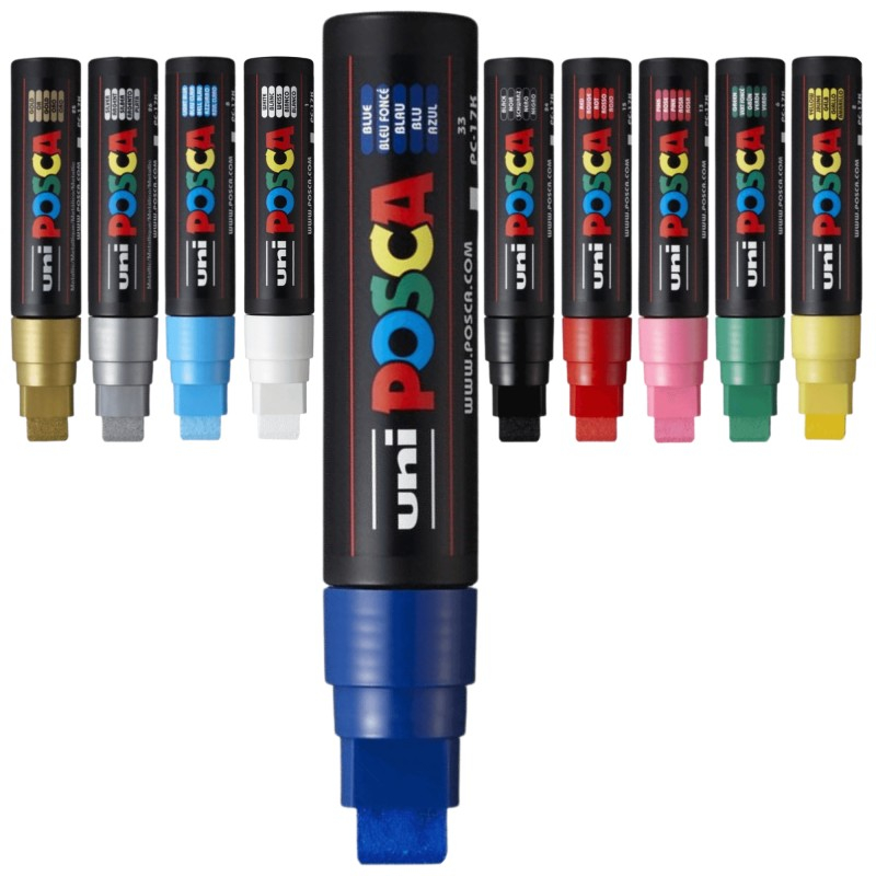 Marker UNI PC-17K Posca,15.0 mm,varf tesit,albastru [3]