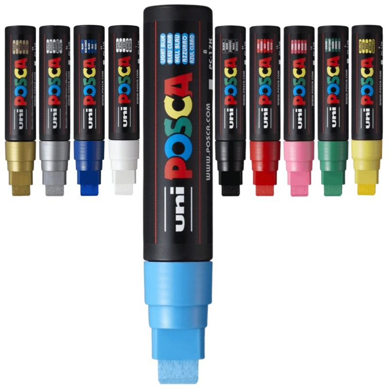 Marker UNI PC-17K Posca,15.0 mm,varf tesit,albastru deschis [3]