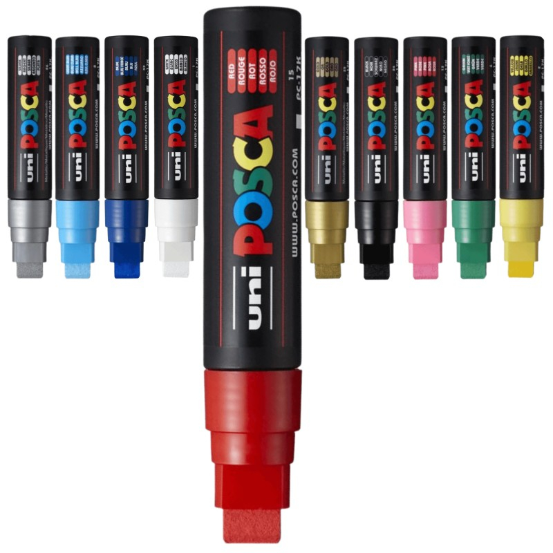 Marker UNI PC-17K Posca,15.0 mm,varf tesit,rosu [4]