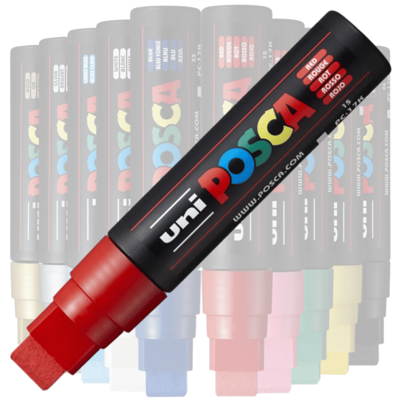 Marker UNI PC-17K Posca,15.0 mm,varf tesit,rosu [3]
