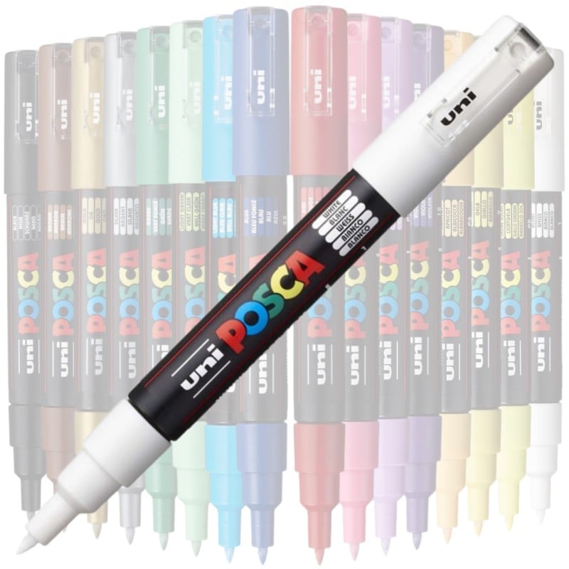 Marker UNI PC-1M Posca 0.7 mm,varf rotund,alb [3]