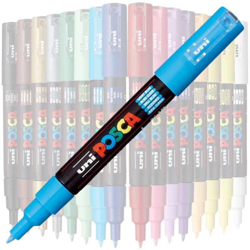 Marker UNI PC-1M Posca 0.7 mm,varf rotund,albastru deschis [3]