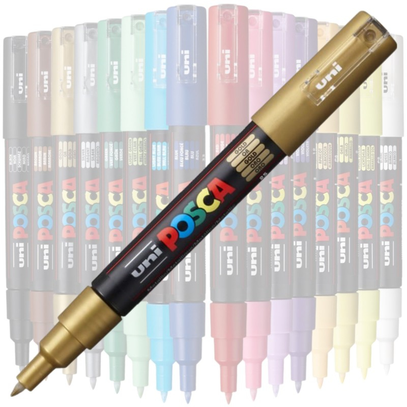 Marker UNI PC-1M Posca 0.7 mm,varf rotund,auriu [3]