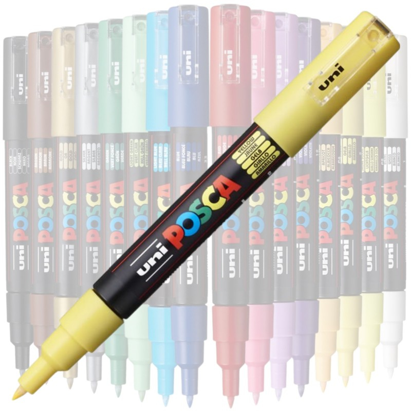 Marker UNI PC-1M Posca 0.7 mm,varf rotund,galben [3]