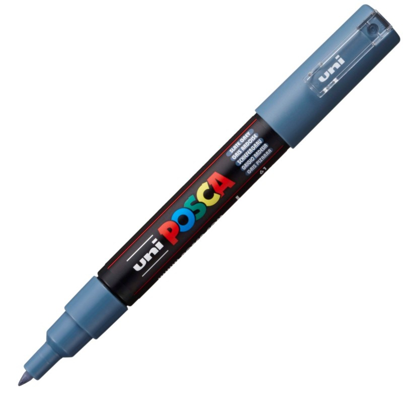 Marker UNI PC-1M Posca 0.7 mm,varf rotund,gri albastrui