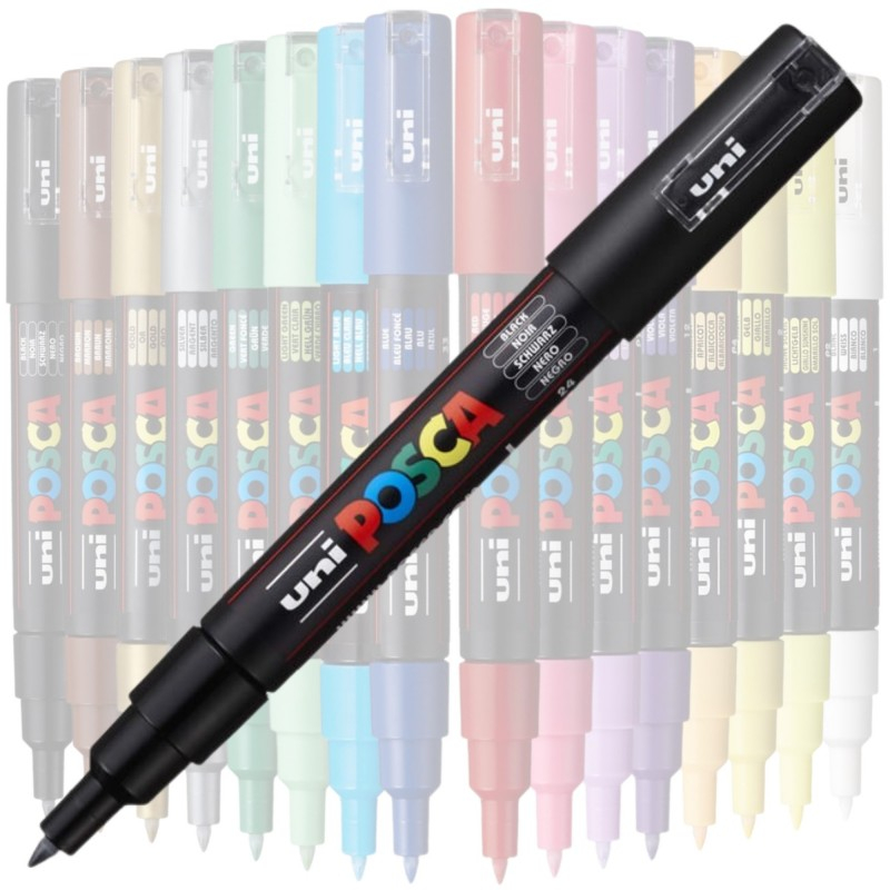 Marker UNI PC-1M Posca 0.7 mm,varf rotund,negru [3]