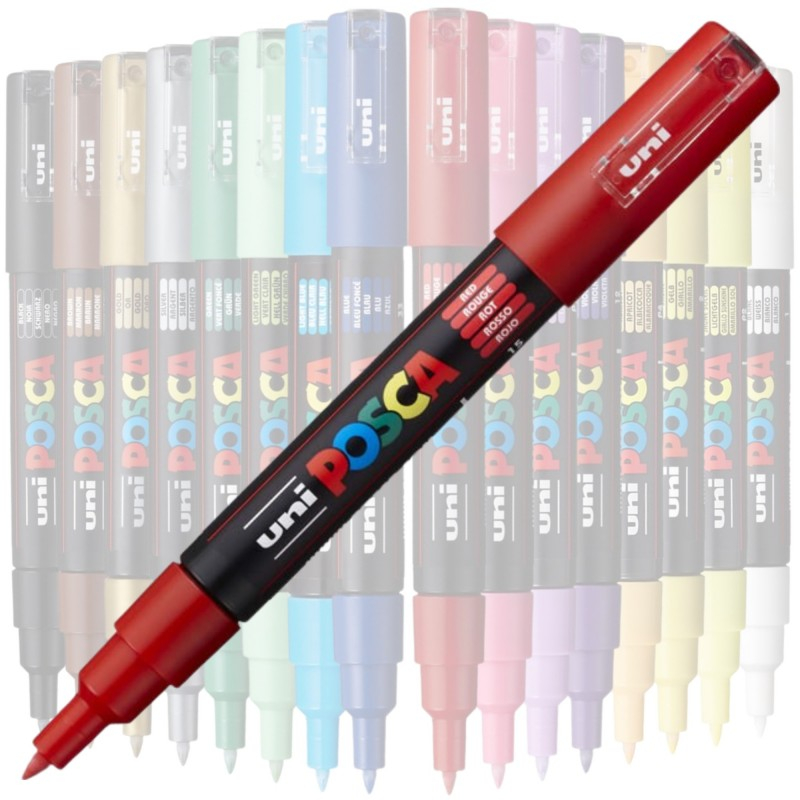 Marker UNI PC-1M Posca 0.7 mm,varf rotund,rosu [3]