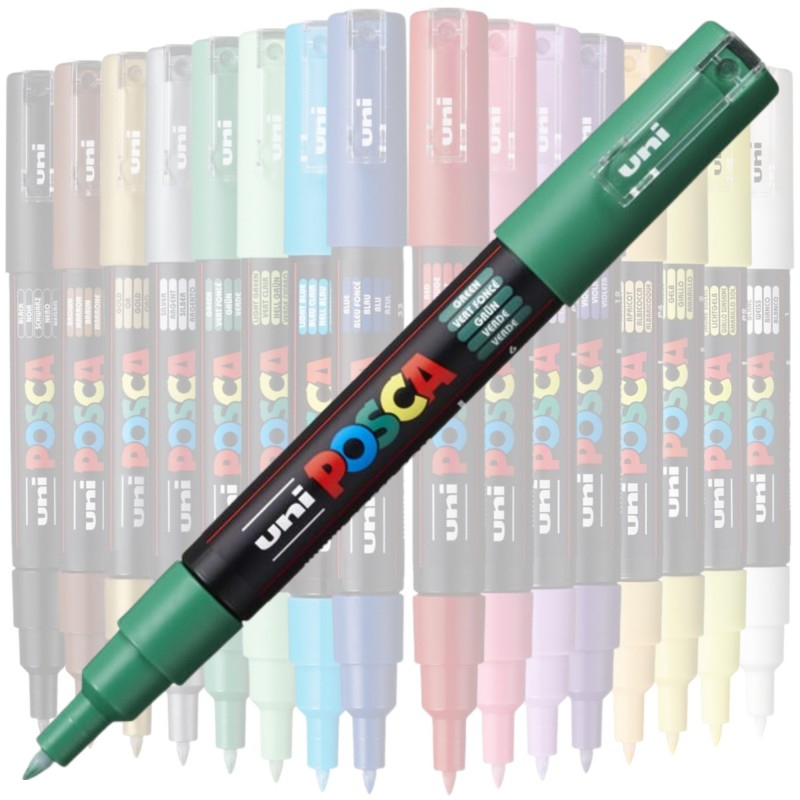 Marker UNI PC-1M Posca 0.7 mm,varf rotund,verde [3]