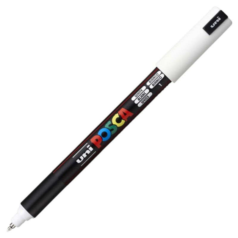 Marker UNI PC-1MR Posca, 0.7 mm,varf fin metalic,alb