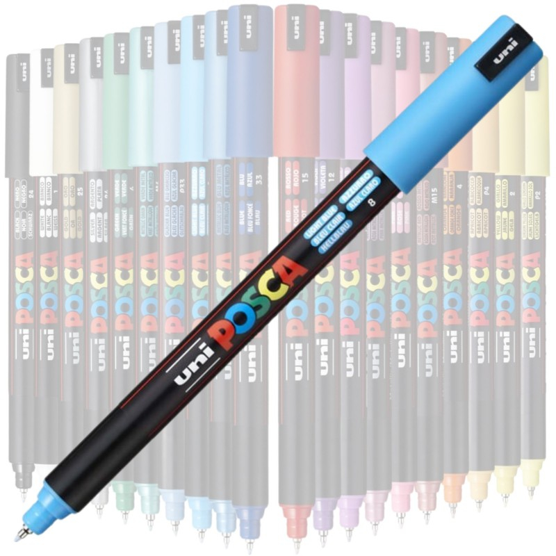 Marker UNI PC-1MR Posca, 0.7 mm,varf fin metalic,albastru deschis [2]