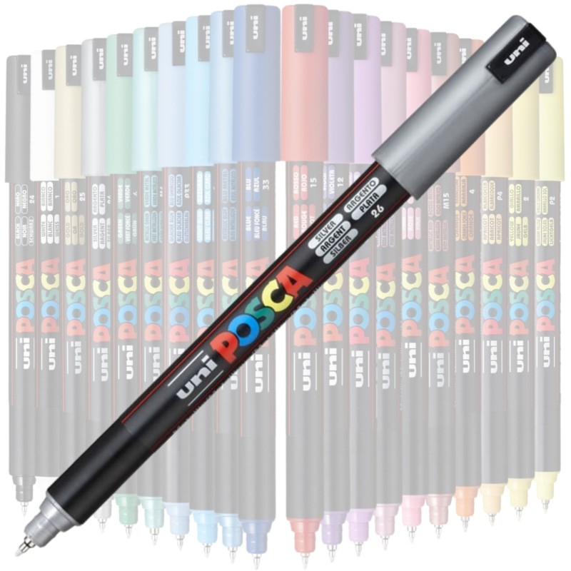 Marker UNI PC-1MR Posca, 0.7 mm,varf fin metalic,argintiu [2]