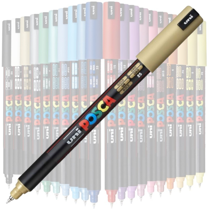 Marker UNI PC-1MR Posca, 0.7 mm,varf fin metalic,auriu [2]
