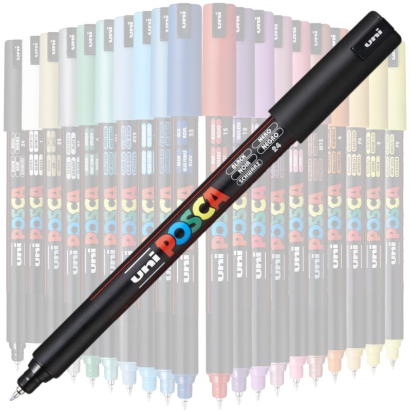 Marker UNI PC-1MR Posca, 0.7 mm,varf fin metalic,negru [2]