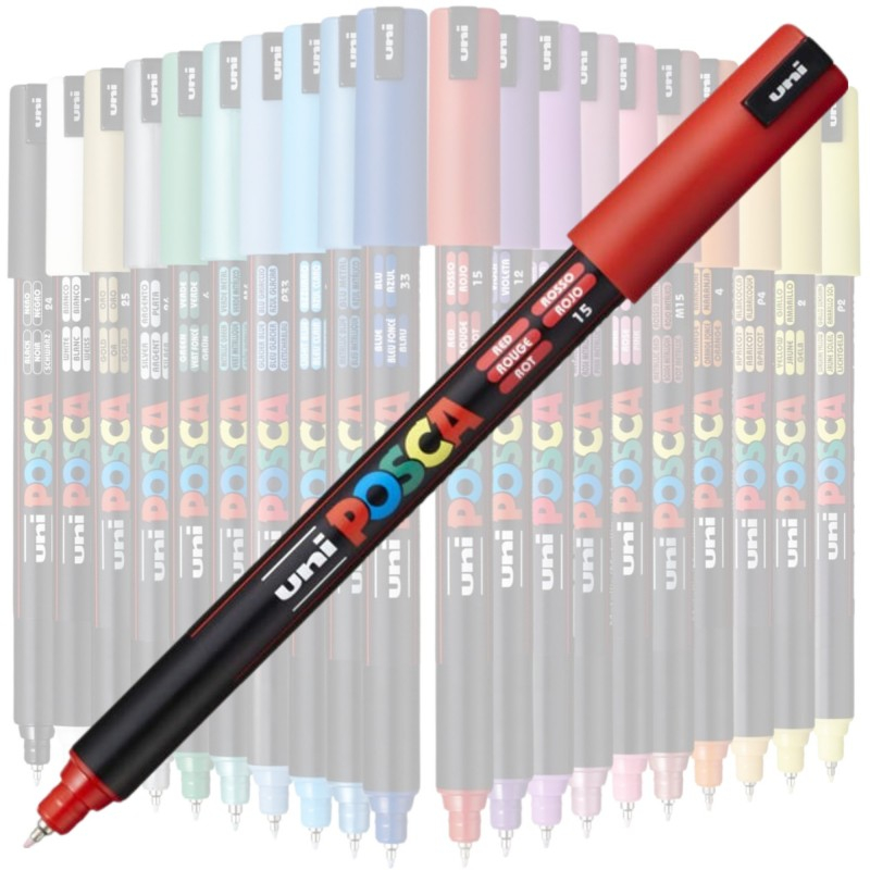 Marker UNI PC-1MR Posca, 0.7 mm,varf fin metalic,rosu [2]