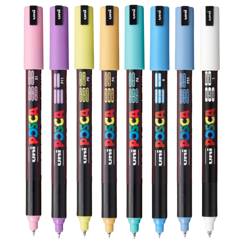 Marker UNI PC-1MR Posca 0.7 mm,varf fin metalic, set 8 culori pastelate [4]