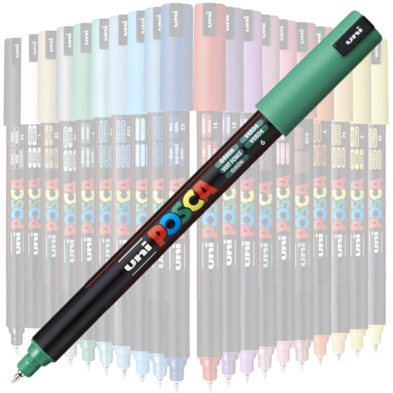 Marker UNI PC-1MR Posca, 0.7 mm,varf fin metalic,verde [2]