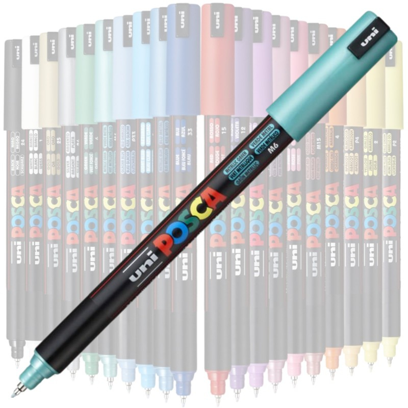 Marker UNI PC-1MR Posca, 0.7 mm,varf fin metalic,verde metalizat [2]
