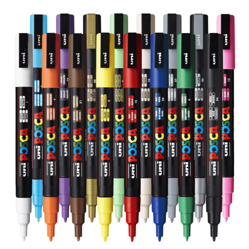 Marker UNI PC-3M Posca 0.9-1.3 mm, set 16 culori [2]