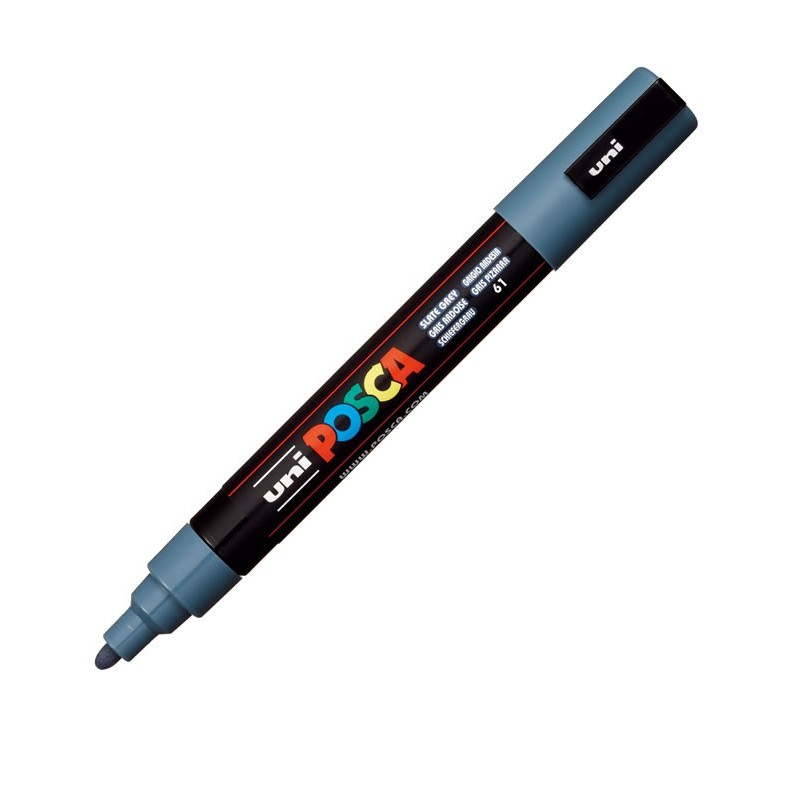 Marker UNI PC-5M Posca, 1.8-2.5 mm,varf mediu,gri albastrui