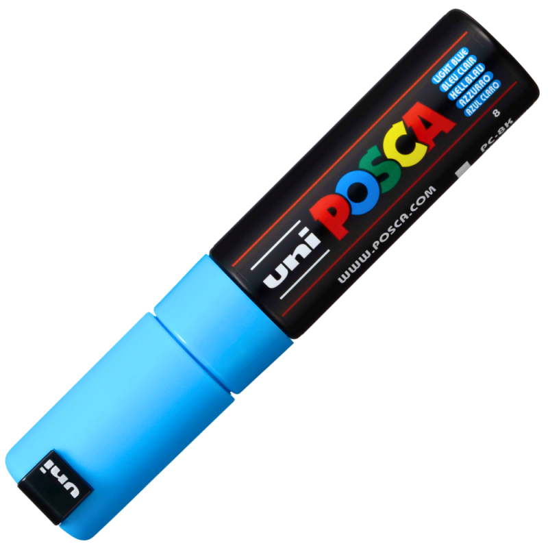 Marker UNI PC-8K Posca, 8.0 mm,varf tesit,albastru deschis [2]