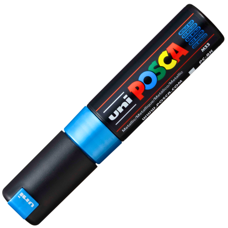 Marker UNI PC-8K Posca, 8.0 mm,varf tesit,albastru metalizat [2]