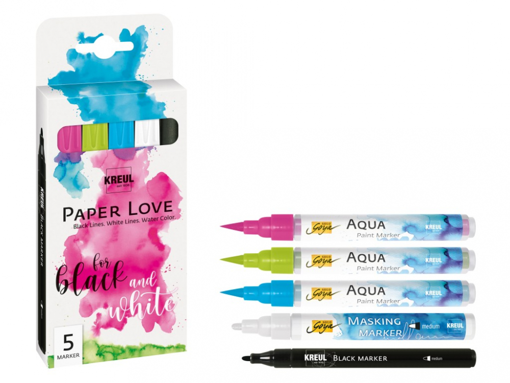 Set de scris pentru felicitari si lettering Markere Paper Love Kreul, 5 bucati/set [2]