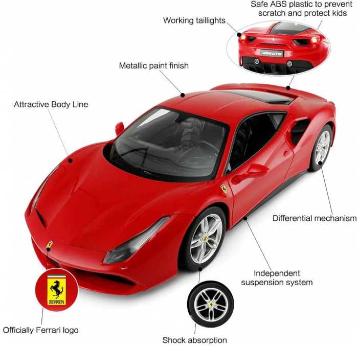 MASINA CU TELECOMANDA FERRARI 488 GTB SCARA 1 LA 14 [5]