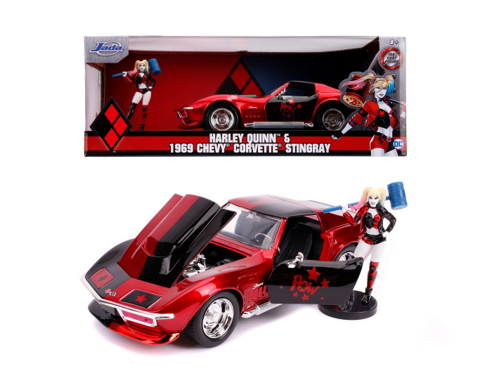 Mașinuță Metal Harley Quinn 1969 Chevy Corvette 1:24  [3]