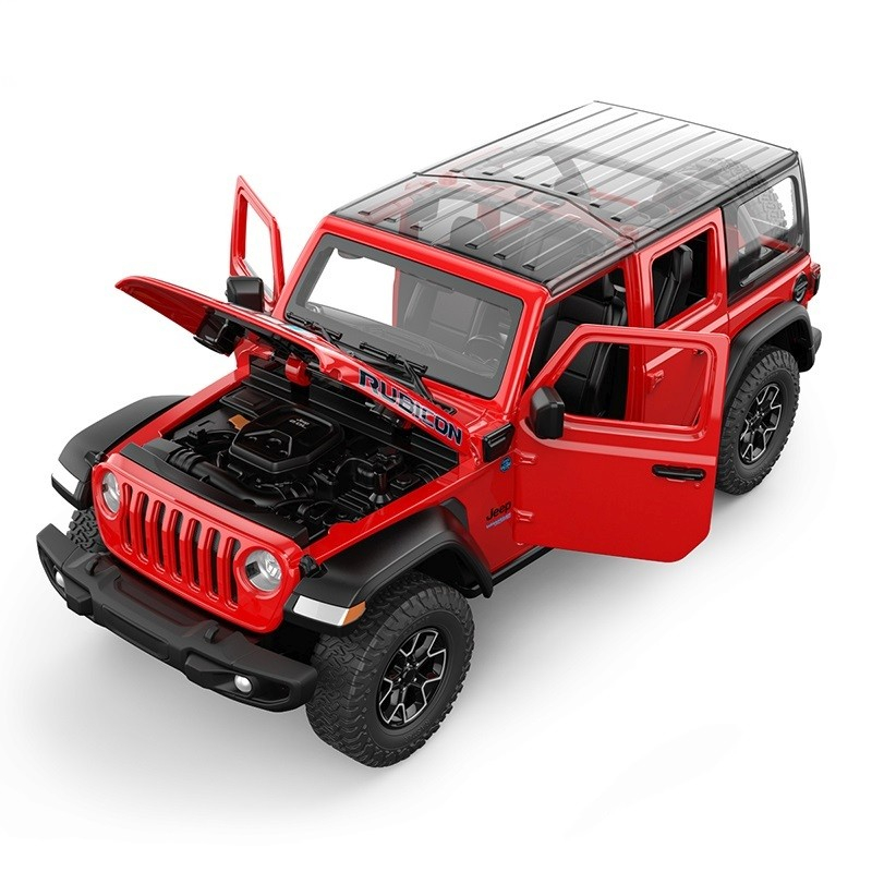 MASINUTA METALICA JEEP WRANGLER RUBICON 4XE ROSU CU SCARA 1 LA 32 [2]