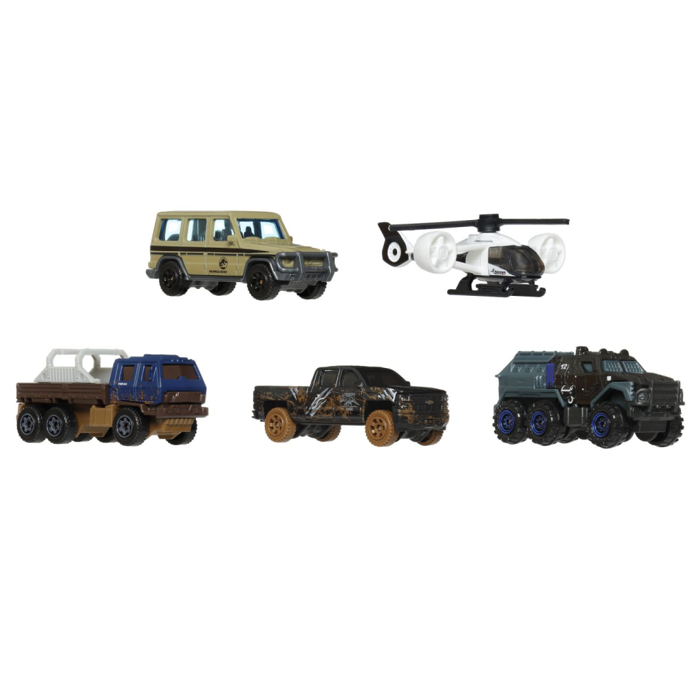 MATCHBOX SET 5 MASINUTE METALICE JURASSIC WORLD SCARA 1 LA 64 [3]