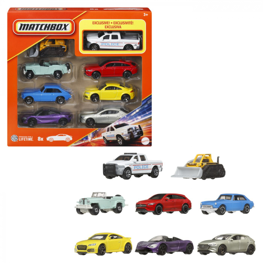 MATCHBOX SET 8 MASINUTE METALICE EXCLUSIV CAMIONETA POLITIEI SCARA 1 LA 64 [3]