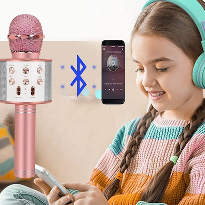Microfon wireless pentru copii, 5W, bluetooth, boxa incorporata, USB, card microSD, 115 dB [2]